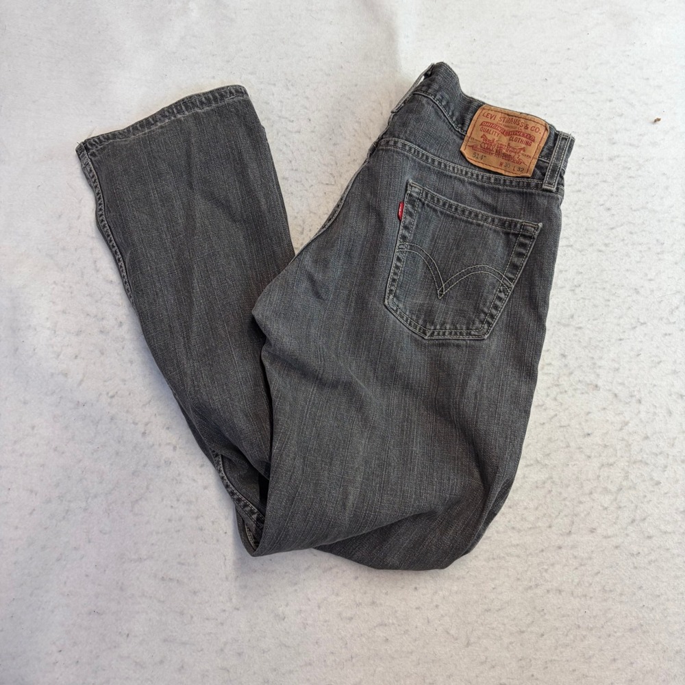 Levis 514 Slim Straight Jeans Mens 30x32 Gray Faded Denim